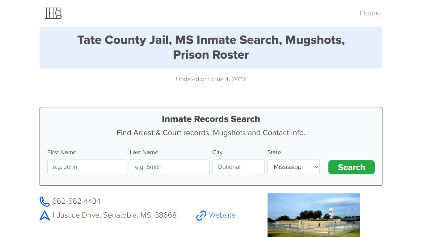 Tate County Jail, MS Inmate Search, Mugshots, Prison ...